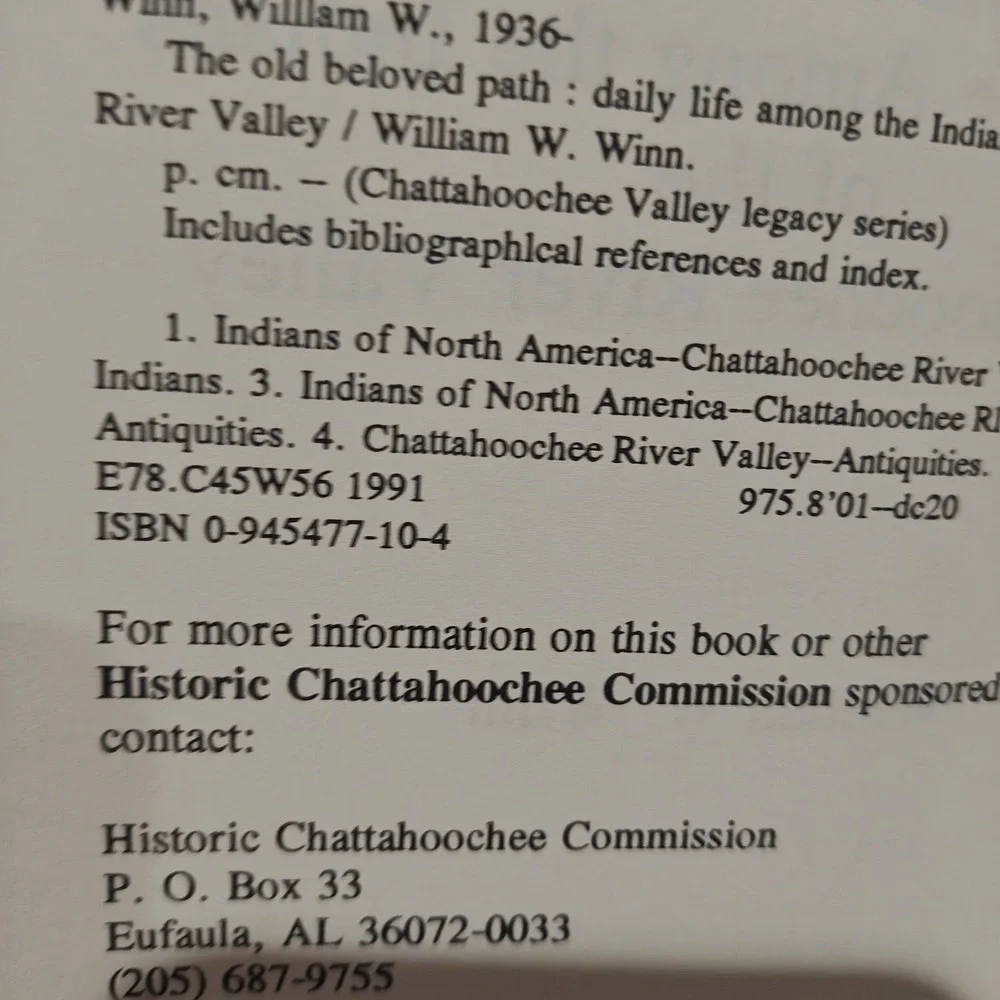 Old‎ Beloved Path: Indians of the Chattahoochee River Valley 1992, Hardcover HTF